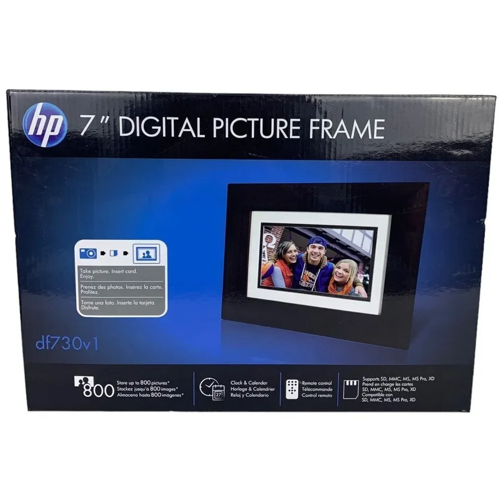 HP 7” Digital Picture Frame DF730V1 800 Pictures NEW Open Box Tested